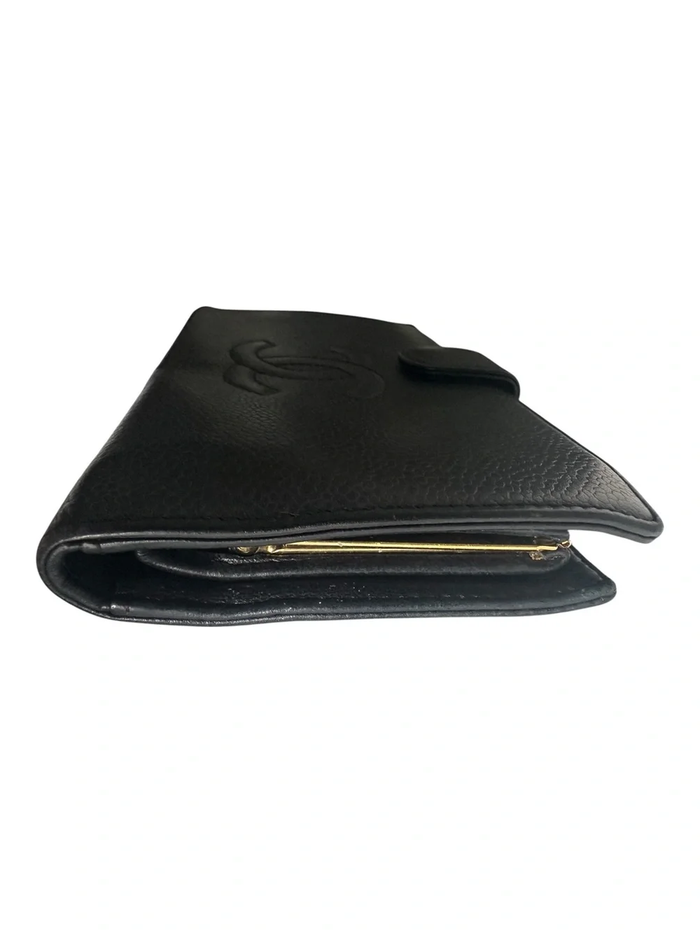 CHANEL Vintage Black Caviar CC French Long Wallet Kiss Lock Coin Purse 11 Series